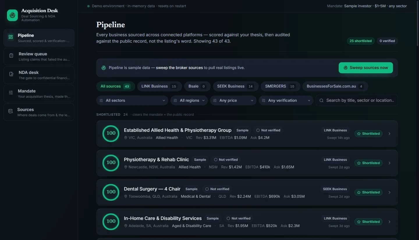 Deal Sourcing & NDA Automation — ảnh 1/2